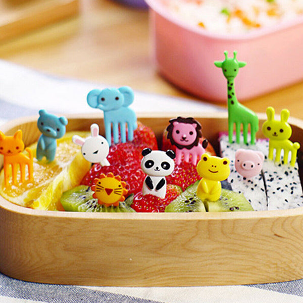 4Set Mini Kids Animal Food Fruit Picks Forks Lunch Box Accessory Decor Tool Kits