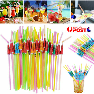 Cocktail Umbrella Drinking Straws Parasol Tropical Party Club Beverage Straws