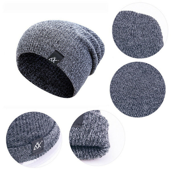 Mens Womens Warm Wool Knit Baggy Beanie Winter Hat Ski Slouchy Chic Knitted Caps