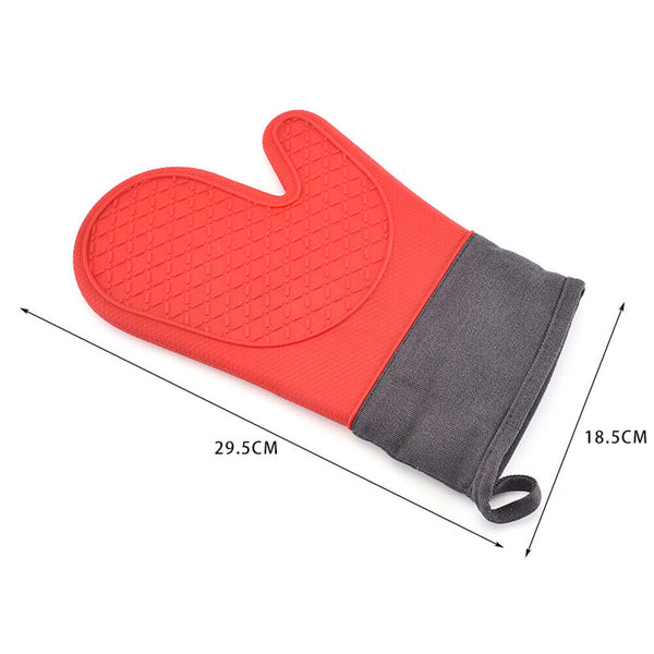 2Pcs Silicone Heat Resistant Gloves Kitchen Cooking Baking Microwave Oven Mitts