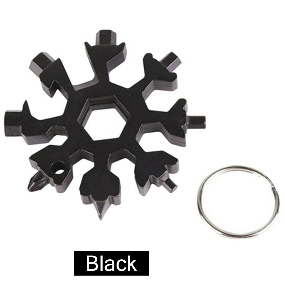 18 In 1 Stainless Tool Multi-Tool Portable Snowflake Shape Key Chain Screwdriver