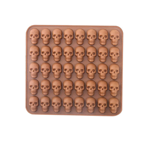 40 Cavity Skull Head Gummy Mold Halloween Jelly Candy Cake IceTray Silicone Mold