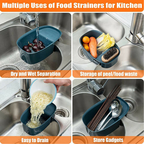 Sink Mounted Strainer Basket Multifunctional Kitchen Storage Rack Drain Shelf