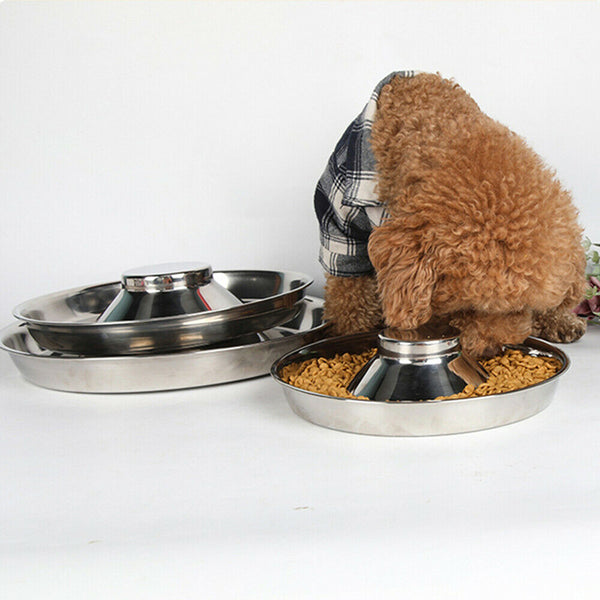 Feeder Bowl Stainless Dish Puppy Dog Pet Cat Litter Food Feeding Weaning Home AU