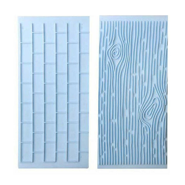 2pcs Cake Decoration Border Fondant Wall Brick Wood Grain Mold Mould Embosser AU