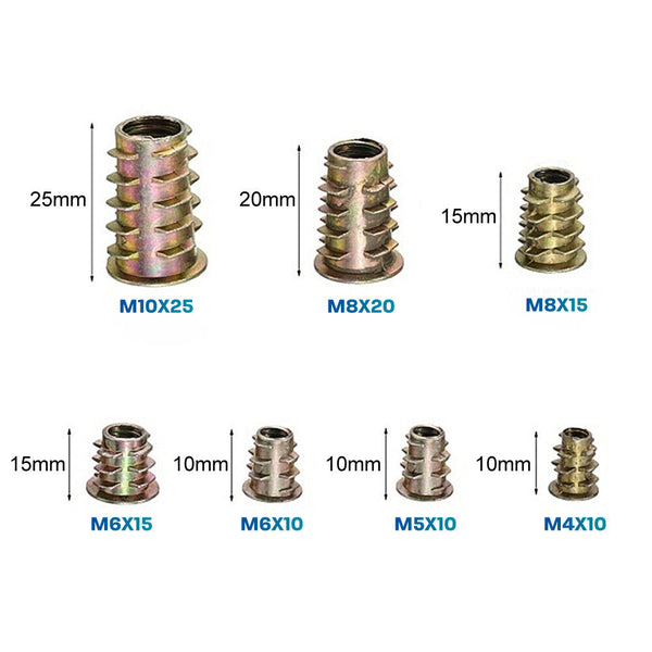 105 X M4 M5 M6 M8 M10 Thread Hex Drive Insert Fixing Wood Screw Inserts Nut Box