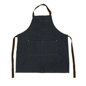 Denim Adjustable Pocket Bib Baking Cooking Oil Resistant Kitchen Bar Chefs Apron