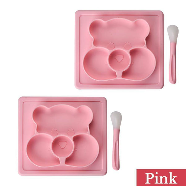 Silicone Plate Mat Suction Table Toddler Placemat Baby Food Tray Divided Bowl