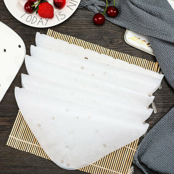 100Pcs Perforated Bamboo Steamer Square Liners Non-Stick Paper Pad For Air Fryer