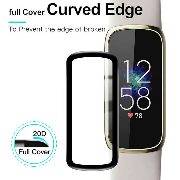 2PCS For Fitbit Luxe Full Coverage Tempered Glass Screen Protector Film Guard