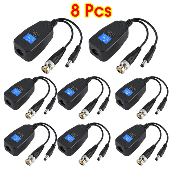 Lots CCTV Coax BNC Video Data Power Balun Transceiver to CAT5e 6 RJ45 Connector