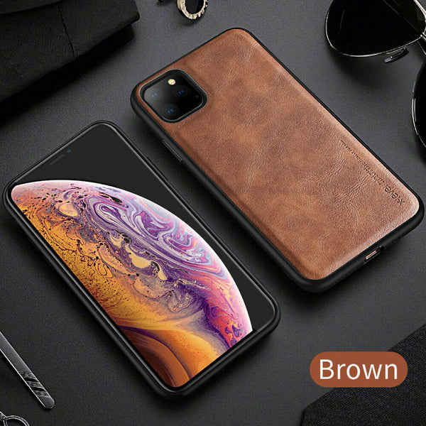 For iPhone 11 Pro Max Back Case Genuine Leather Bumper Cover