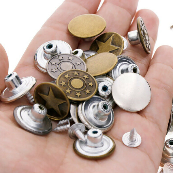 50 Sets Jeans Button Metal Tack Buttons Replacement Repair Craft Sewing Pants AU