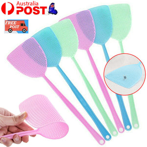 6 Pcs Plastic Fly Swatter Manual Swat Pest Control with Long Handle Assorted AU