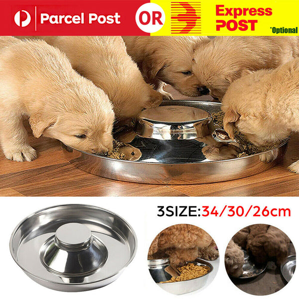 Feeder Bowl Stainless Dish Puppy Dog Pet Cat Litter Food Feeding Weaning Home AU