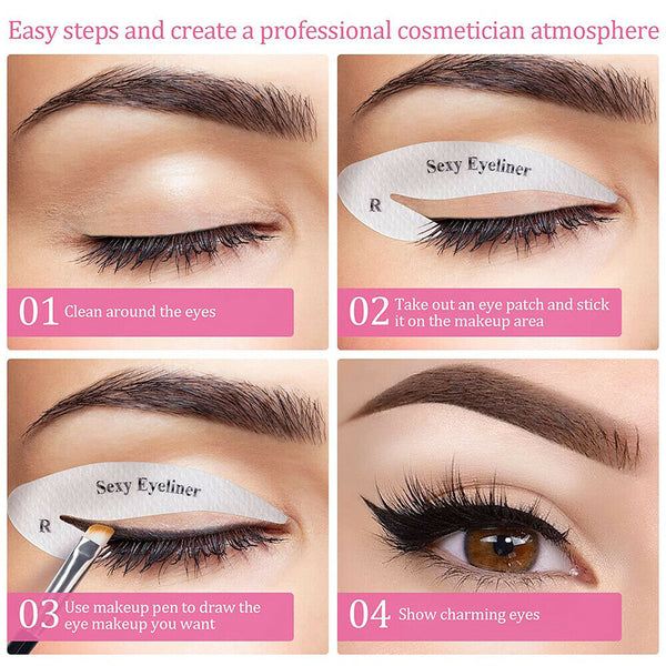 4 Sheets Quick Eyeliner Eyeshadow Stencils Eye Makeup Stickers Different Style