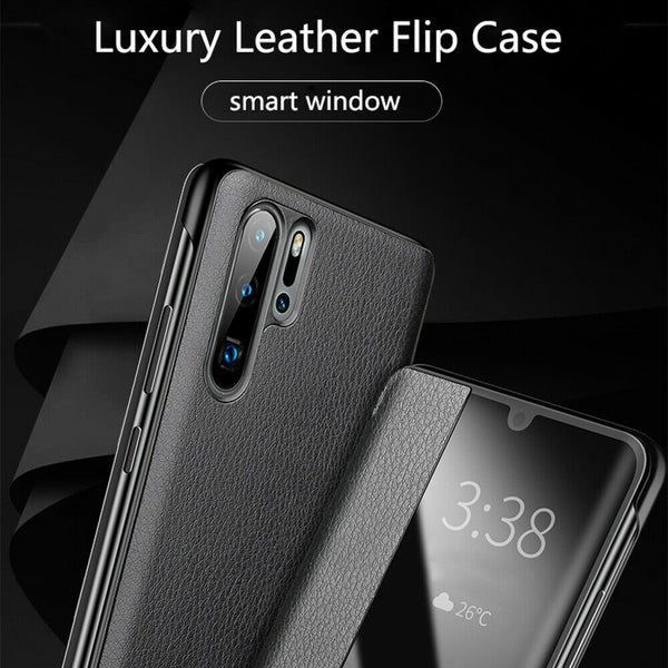 For Huawei P30 Pro Smart View Window Flip Leather Shockproof Case Cover 2019