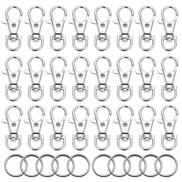 102PCS Swivel Lobster Clasp Clips Hook Alloy Key Ring Split Durable Keychain DIY