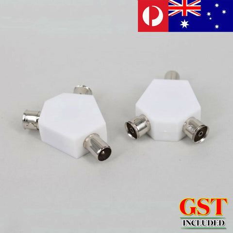 TV Antenna Splitter 9.5 Video 1-Male Plug To 2-Female Double Adapter Y Shape OZ