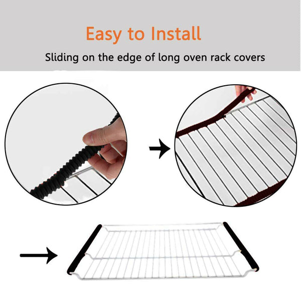 2PCS Silicone Kitchen Oven Rack Guard Heat Resistant Shelf Edge Liner Shield