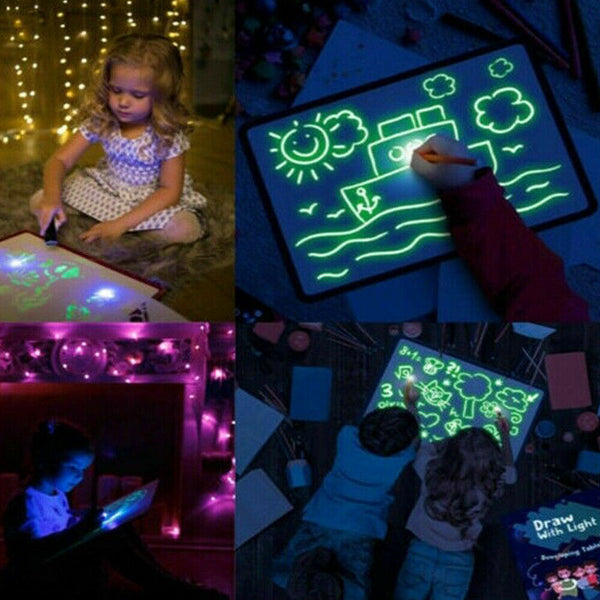 A3 A4 A5 Drawing Board Light Up Draw Sketchpad Board Kids Developing Toys + Pen