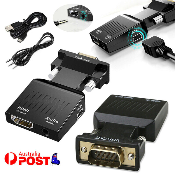 HDMI to VGA Male Female Video Adapter Cable Converter with Audio HD 1080P