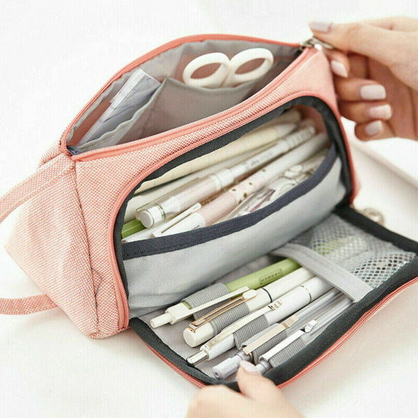 Zipper Large Capacity Kids School Stationery Pen Pencil Case Bag New Style