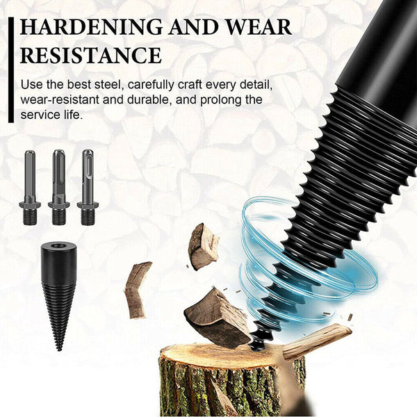 42mm Speed Twist Drill Bit Wood Firewood Log Splitter Screw Splitting Cones