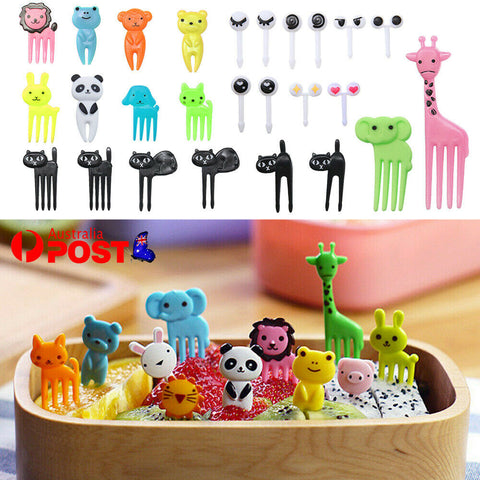 4Set Mini Kids Animal Food Fruit Picks Forks Lunch Box Accessory Decor Tool Kits