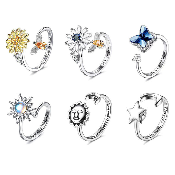 Adjustable Opening Relief Anxiety Fidget Spinner Ring Meditation Spinner Ring