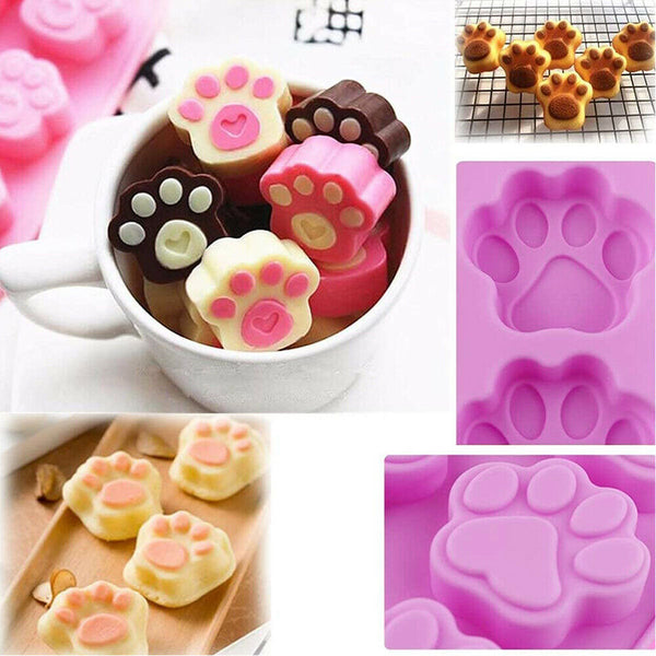 Reusable Silicone Dog Paw And Bone Cake Chocolate Mold Cookie Baking Mould Tools