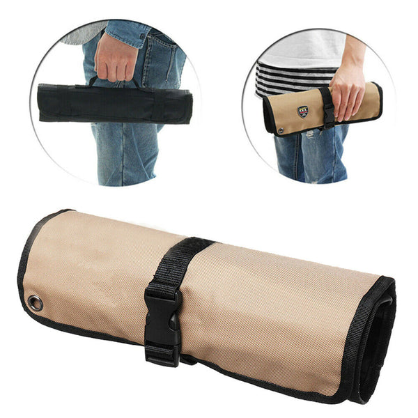 10 Pockets Chef Roll Knife bag with Handles Carry Portable Storage Case Kitchen