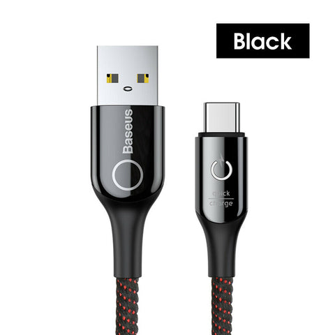2Pcs Baseus QC3.0 USB Type-C Smart Cable with Charging Speed/State Indicator AU