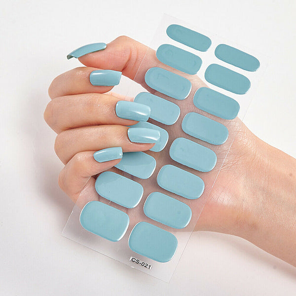 Gel Nail Polish Strips semi Cured Gel Nail Stickers Wraps Filer Tool Nail Art AU