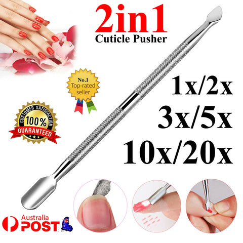 UV Gel Polish Remover Stainless 2-end Nail Cuticle Pusher Scraper Manicure Tool