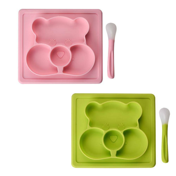 Silicone Plate Mat Suction Table Toddler Placemat Baby Food Tray Divided Bowl