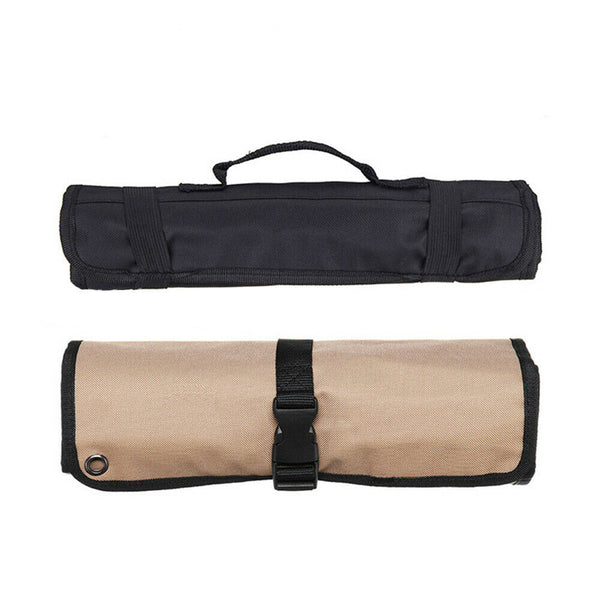 10 Pockets Chef Roll Knife bag with Handles Carry Portable Storage Case Kitchen