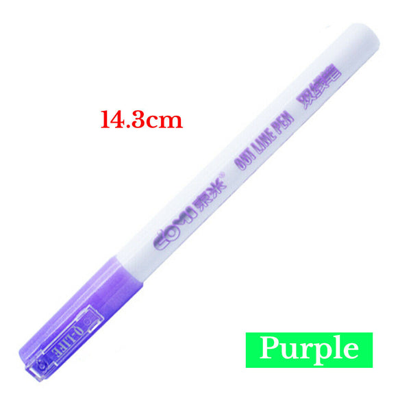 8 Colors Gift Card Writing & Drawing Double Line Outline Pen Two-line Color Pen