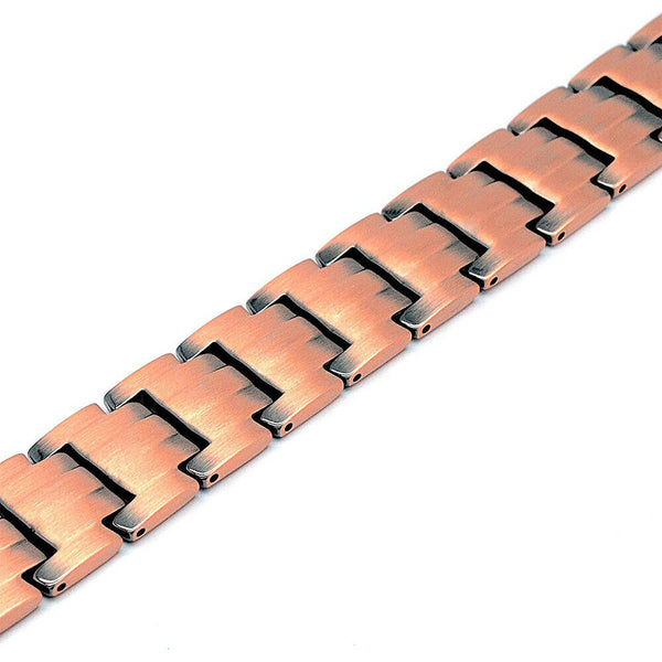 Men Red Copper Double Strong Magnetic Therapy Bracelet for Arthritis Pain Relief