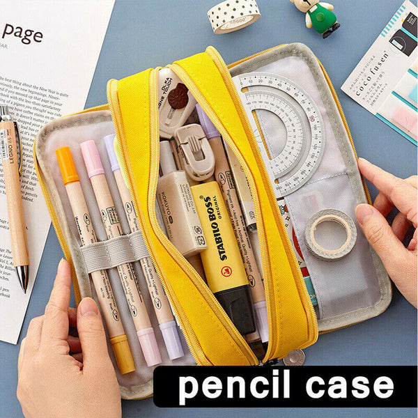 Pencil Case Makeup Cosmetic Storage Pouch Stationery Zipper Pen Bag Organizer AU