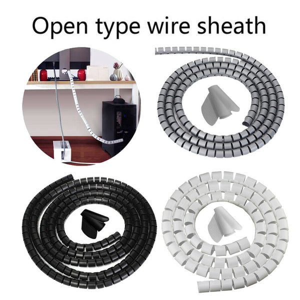 10/ 28mm Spiral Cable Tidy Wrap Management Storage Organizer 2M for TV Computer