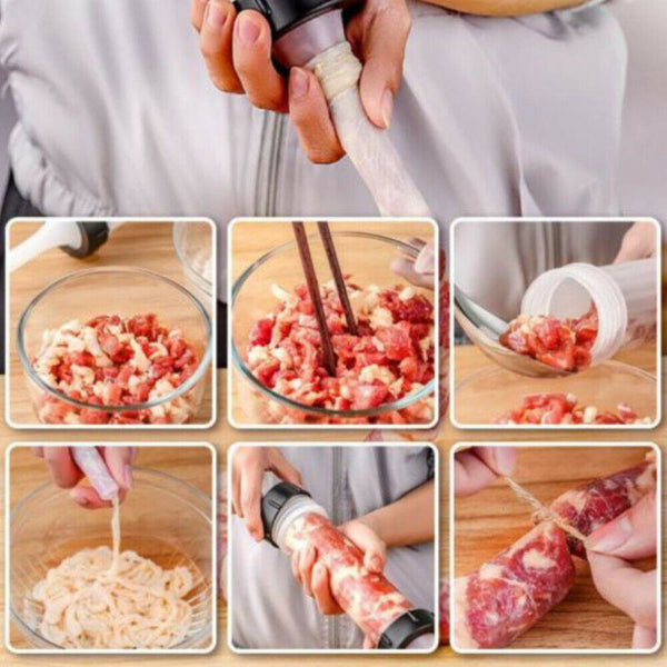 Manual Sausage Machine Meat Stuffer Filler Hand Operated Salami Maker & Funnel