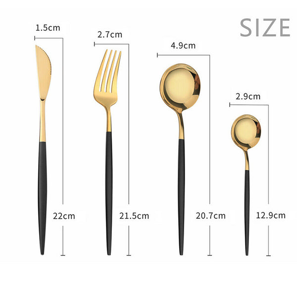 4Pcs Kitchen Cutlery Set Stainless Steel Gold Knife Fork Spoon Cutlery Set Gift