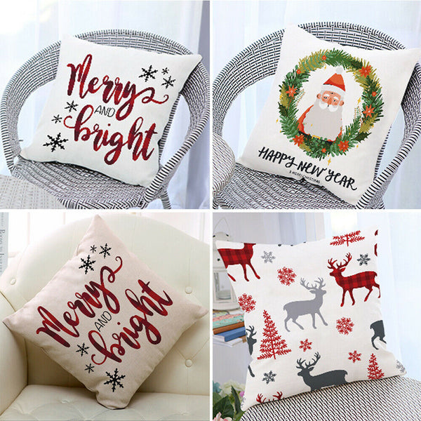 Christmas Cushion Cover Throw Waist Bolster Pillow Case Sofa Home Party Decor