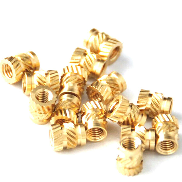 100pcs M3 Copper Threaded Insert Nuts Round Knurl Thread Screw Tone In Stock