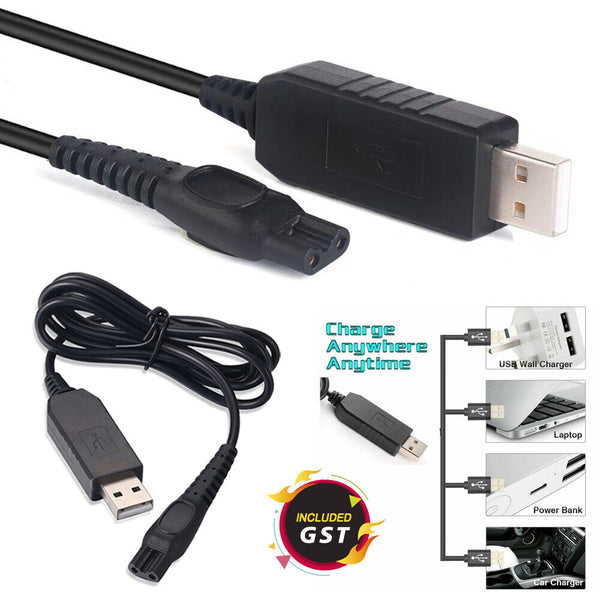 USB Charger Power Car Cord Cable For Philips 15V Electric Shaver HQ8505 QP6510