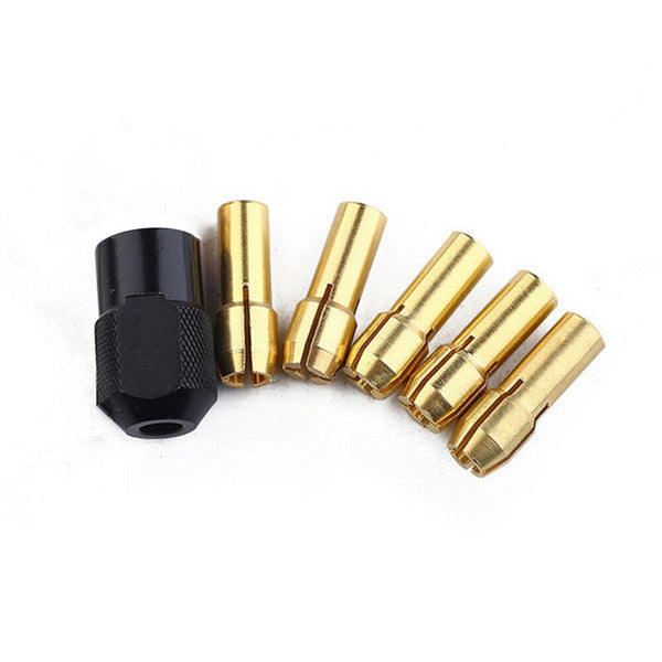 7Pc Brass Collet Black Nut Drill Chuck Tool Set For Electric Grinder Accessories