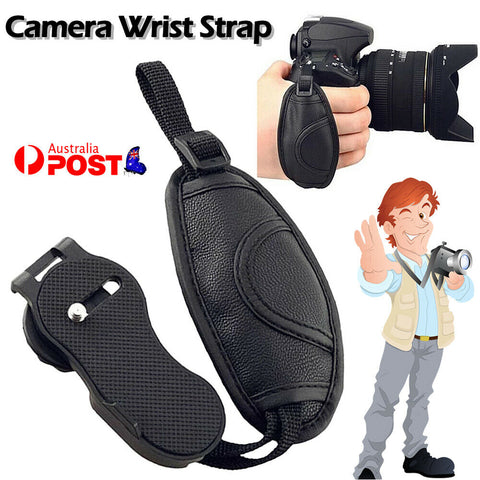 Wrist Strap Leather Camera Hand Grip Oval Compatible With Canon Nikon Slr Dslr