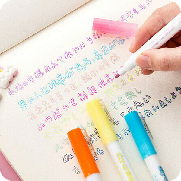 8 Colors Gift Card Writing & Drawing Double Line Outline Pen Two-line Color Pen