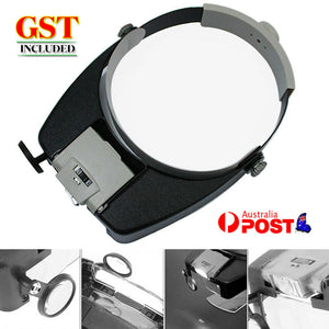 OZ Watch Repair Jewellers Head Headband Magnifier Glasses Loupe With LED Light